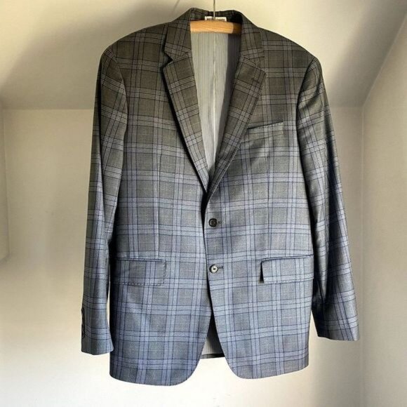 Todd Snyder Mayfair Fit Blazer Wool Sport Coat Jacket Gray Navy Grey Plaid 40R - Picture 2 of 10